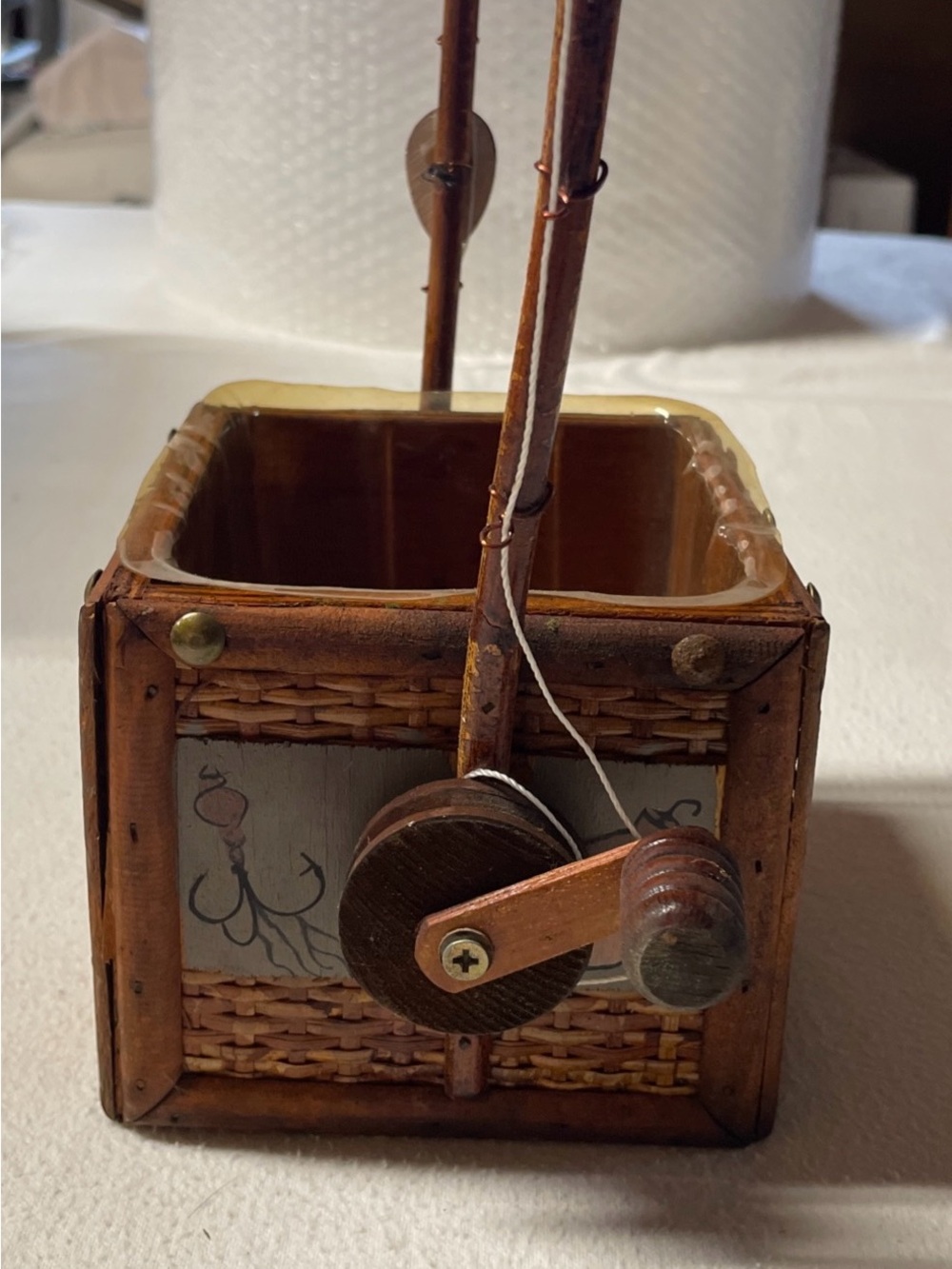 Rustic Unique Fishing Decorative Basket Vintage